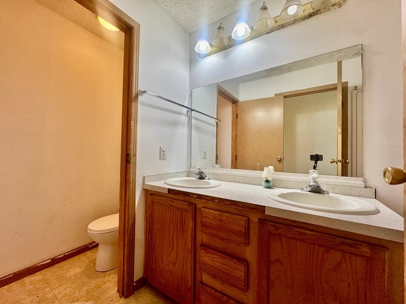Upstairs bathroom double vanity