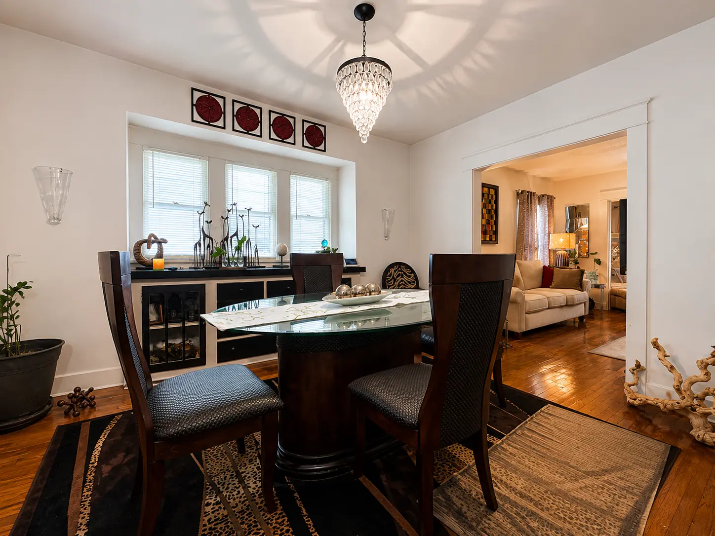 Dining room at 3718 Revere Drive looking through the wide opening into the living room