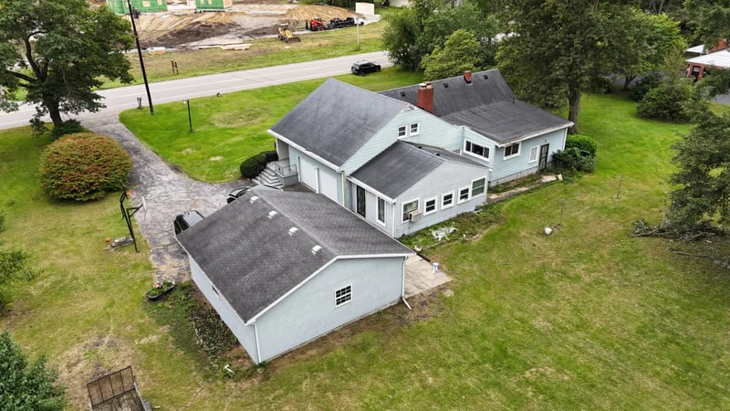 Rear exterior and detached garage